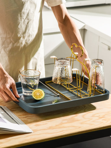 Light luxury wrought iron cup holder tray