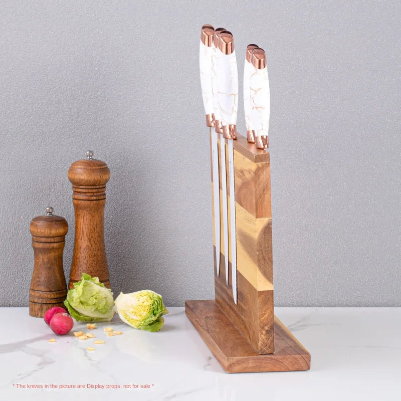 Acacia double-sided magnetic kitchen knife holder multi-functional knife storage rack magnetic knife holder