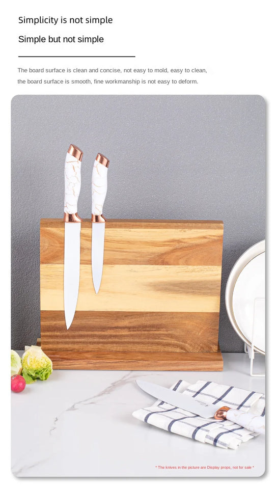 Acacia double-sided magnetic kitchen knife holder multi-functional knife storage rack magnetic knife holder