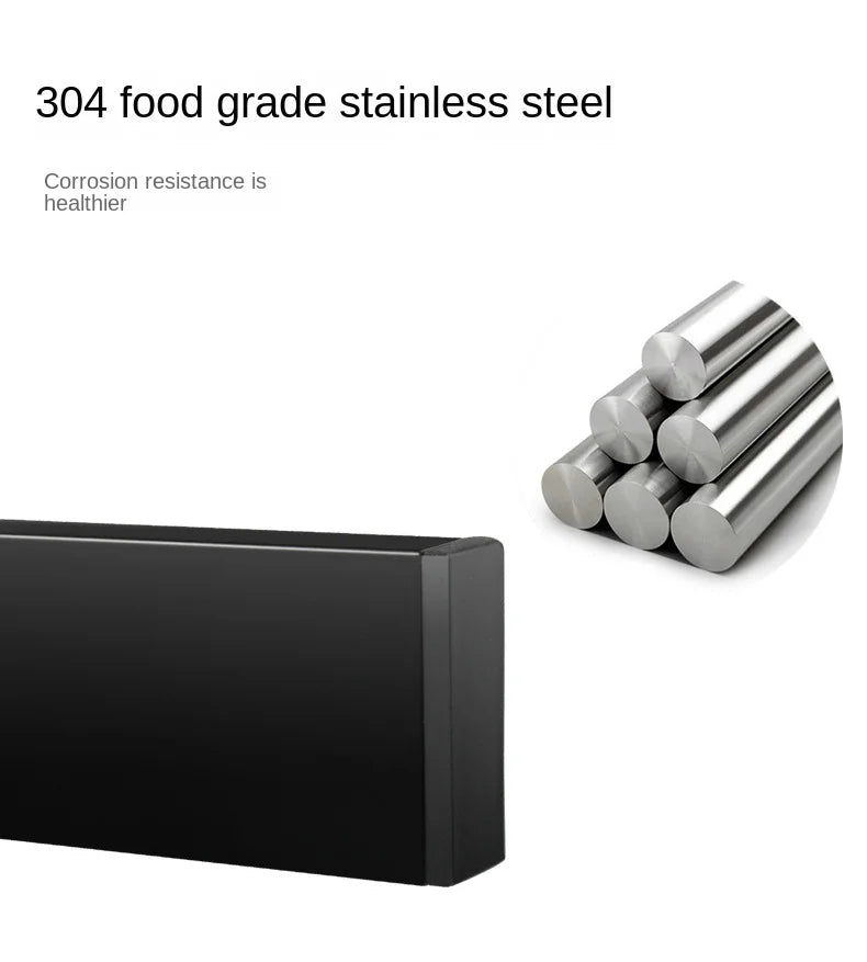 Black Power Magnetic Knife Holder 304 Stainless Steel Wall Mount Kitchen Magnet Magnetic Knife Holder Bar Rack Knives Organizer