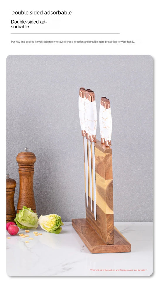 Acacia double-sided magnetic kitchen knife holder multi-functional knife storage rack magnetic knife holder