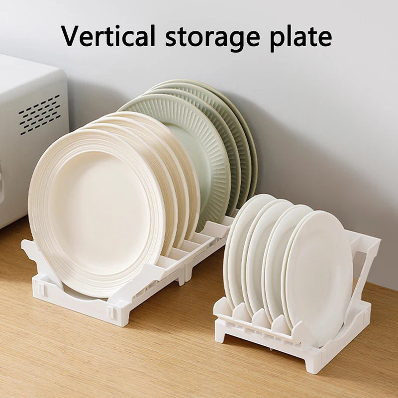 Dish Organizer Rack Upright Draining Cabinet Plate Organizer Plate Dish Drying Rack Kitchen Dishes Stand Vertical Storage Rack