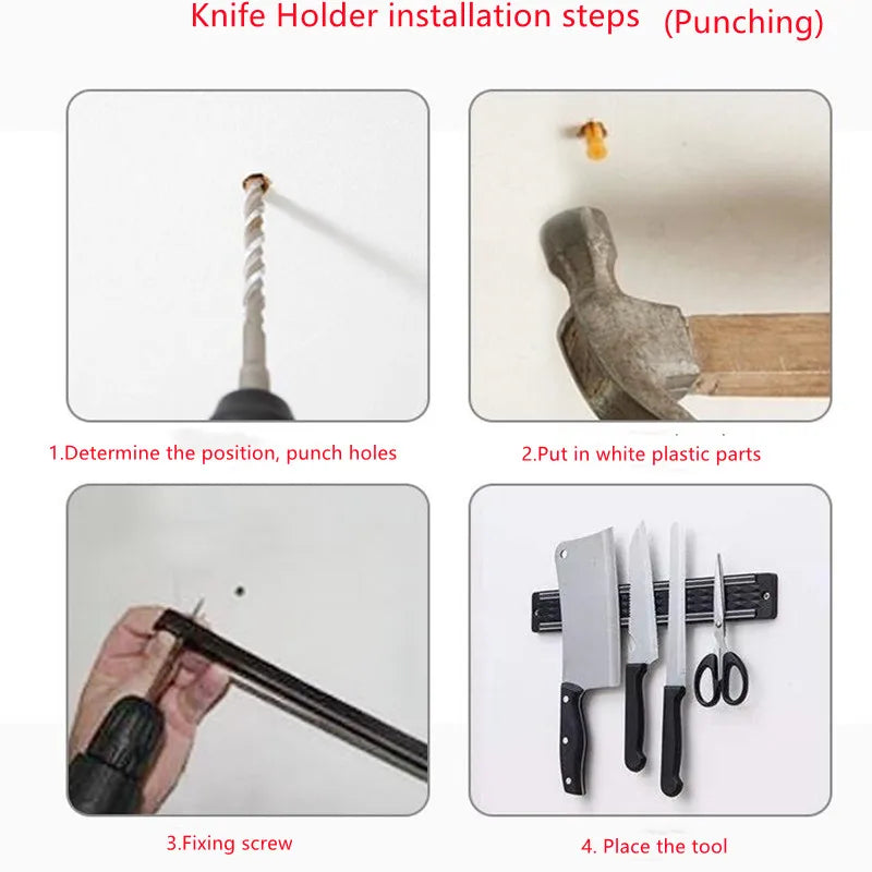 Magnetic Knife Holder Wall-mounted Kitchen Magnet Magnet Convenient and Practical Knife Holder Punch Free