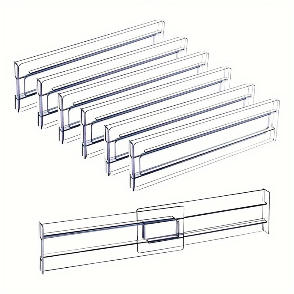 Multi-Pack Transparent Drawer Divider Adjustable Expandable Drawer Divider, Suitable for Clothing, Kitchen Utensils and Office