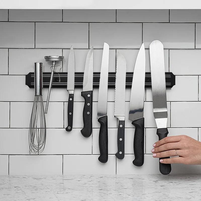 Kitchen Wall Mounted Magnetic Knife Holder Hardware Tools Absorbent Simple Multifunctional Shelf Plastic Stripe