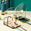 Stainless Steel Pot Lid Holder Rack Stand Multifunctional Pot Lid Storage with Drip Tray Pot Cover Rest Stand Pot Lid Holder