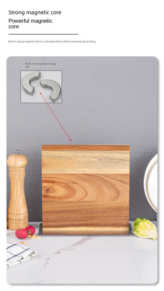 Acacia double-sided magnetic kitchen knife holder multi-functional knife storage rack magnetic knife holder