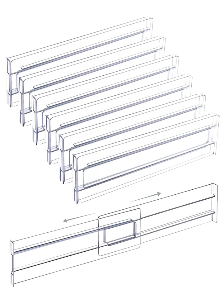 6Pcs Transparent Drawer Divider Adjustable Expandable Drawer Dividers, Suitable for Clothing, Kitchen Utensils and Office