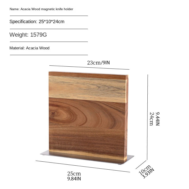 Acacia double-sided magnetic kitchen knife holder multi-functional knife storage rack magnetic knife holder