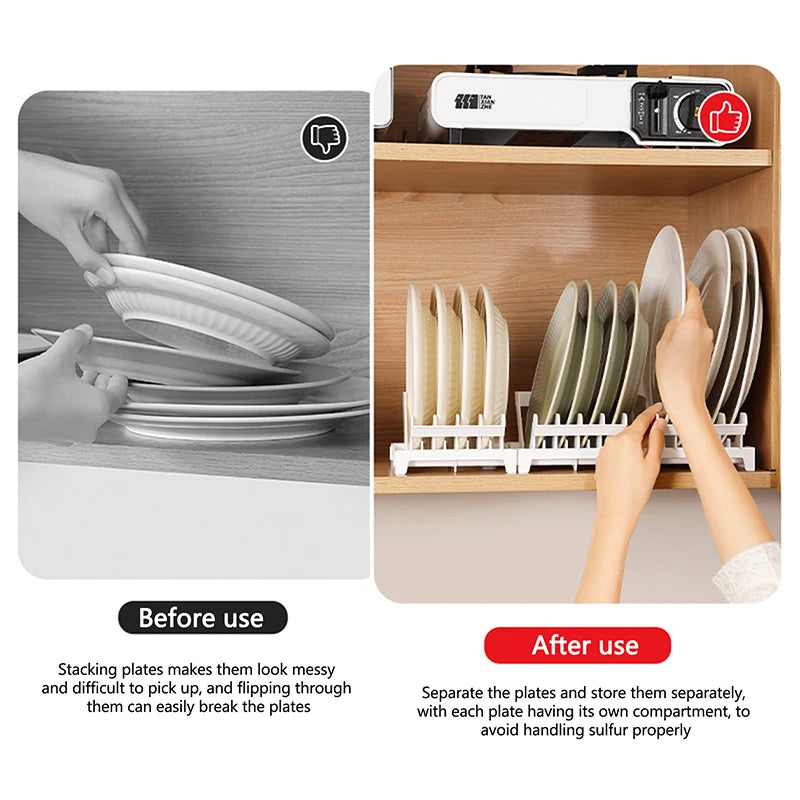 Dish Organizer Rack Upright Draining Cabinet Plate Organizer Plate Dish Drying Rack Kitchen Dishes Stand Vertical Storage Rack