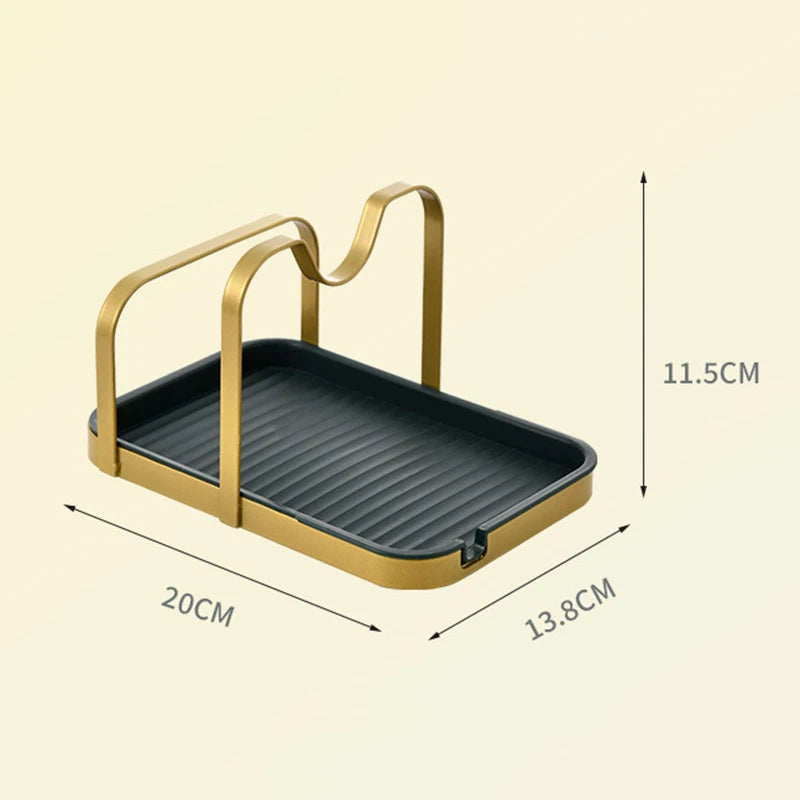Stainless Steel Pot Lid Holder Rack Stand Multifunctional Pot Lid Storage with Drip Tray Pot Cover Rest Stand Pot Lid Holder