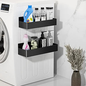 Strong Magnetic Shelves 2 Layers Black White Storage Rack Kitchen Plastic Spice Seasoning Organizer for Refrigerator Microwaves