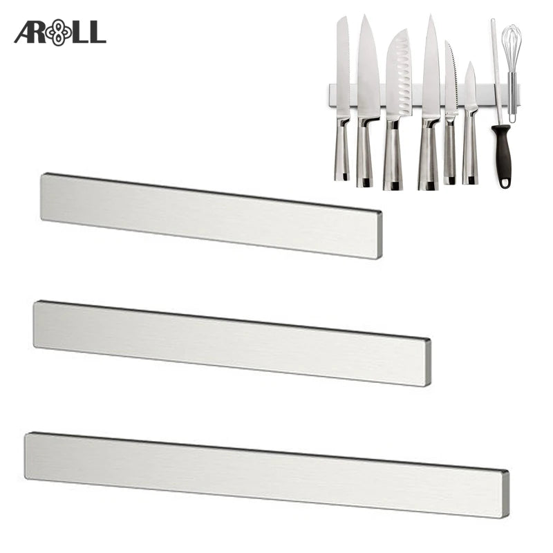 Black Power Magnetic Knife Holder 304 Stainless Steel Wall Mount Kitchen Magnet Magnetic Knife Holder Bar Rack Knives Organizer