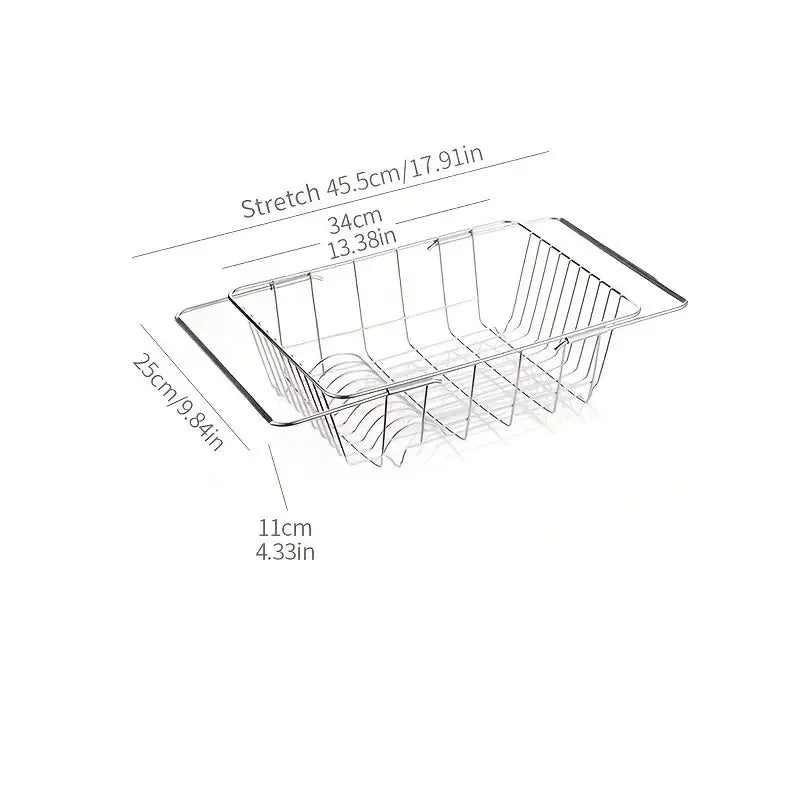 1pc Retractable Sink Drain Rack Sink Dish Drain Rack Expandable  Adjustable Vegetable Fruit Washing Basket Kitchen Accessories