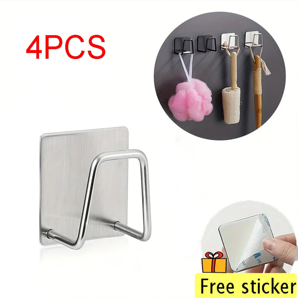 Kitchen Stainless Steel Sink Shelf Sponges Holders Adhesive Drain Drying Rack Wall Hooks Accessories Storage Organizer