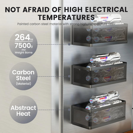 Magnetic Refrigerator Storage Rack, Magnetic Spice Rack, Metal Magnetic Hanging Basket, Wall Cabinet Multifunctional Storage Box, No Drilling Required