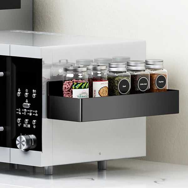 Strong Magnetic Shelves 2 Layers Black White Storage Rack Kitchen Plastic Spice Seasoning Organizer for Refrigerator Microwaves