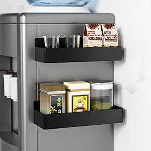 Strong Magnetic Shelves 2 Layers Black White Storage Rack Kitchen Plastic Spice Seasoning Organizer for Refrigerator Microwaves