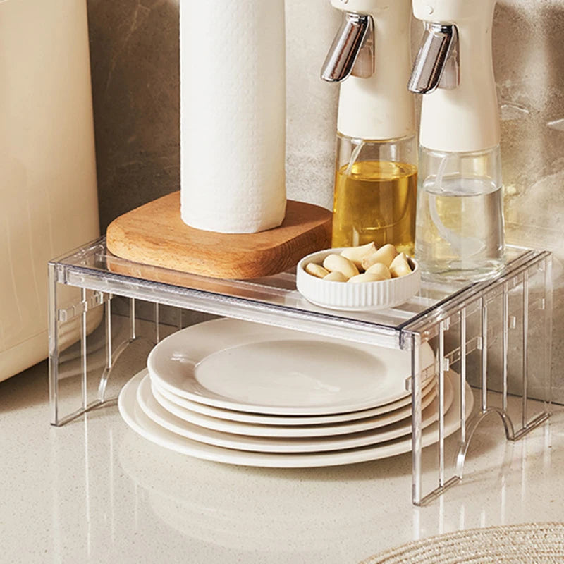 Adjustable Refrigerator Shelf Detachable Plastic Fridge Layered Separator Shelf Transparent Desktop Rack Space Save Organizer