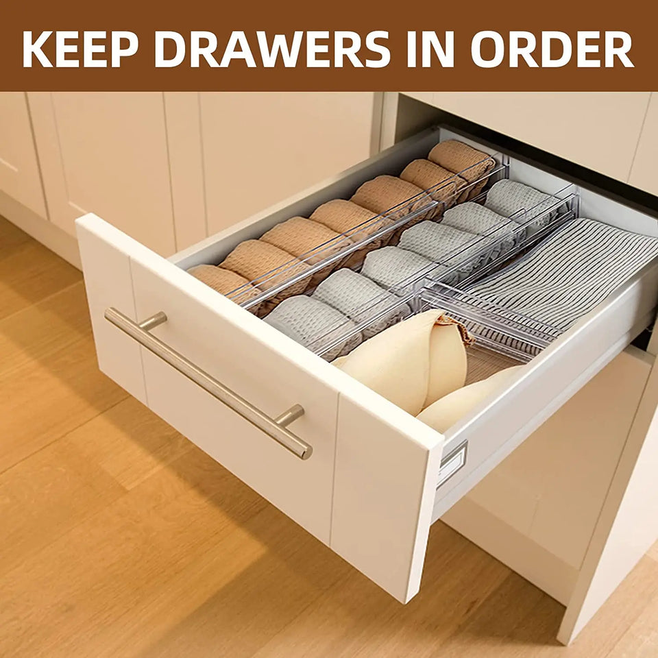 Multi-Pack Transparent Drawer Divider Adjustable Expandable Drawer Divider, Suitable for Clothing, Kitchen Utensils and Office