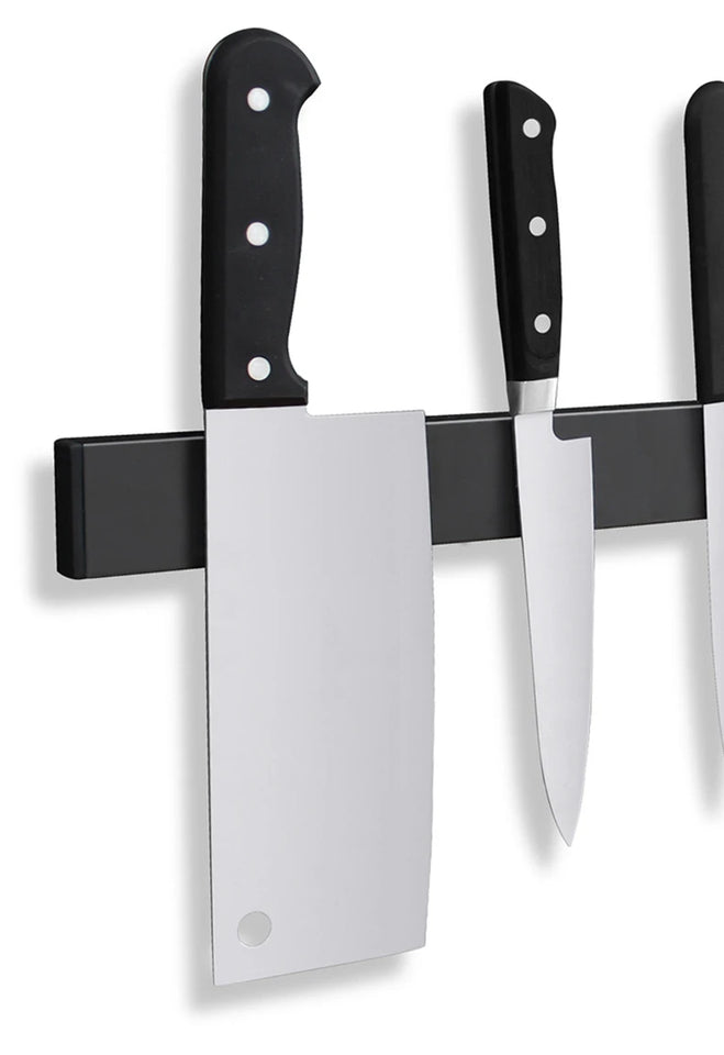 Black Power Magnetic Knife Holder 304 Stainless Steel Wall Mount Kitchen Magnet Magnetic Knife Holder Bar Rack Knives Organizer