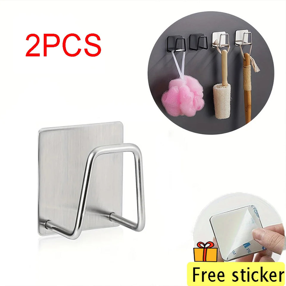 Kitchen Stainless Steel Sink Shelf Sponges Holders Adhesive Drain Drying Rack Wall Hooks Accessories Storage Organizer