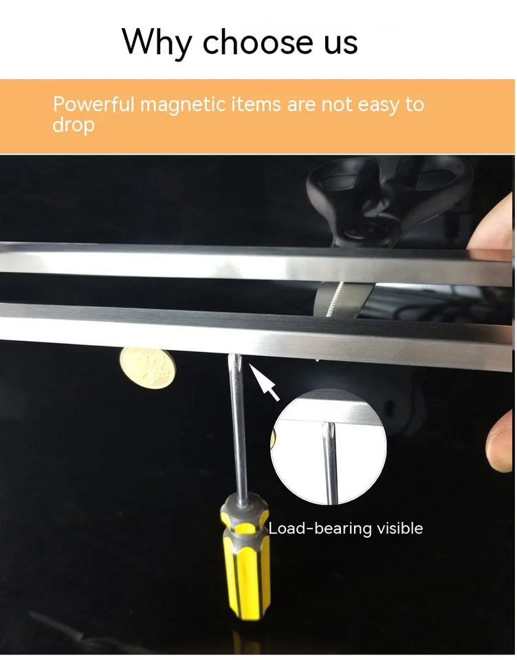 Magnetic Knife Holder for Wall Mount, Strips with Hooks, Stainless Steel, Kitchen Utensil
