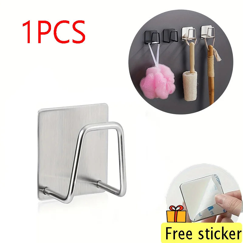 Kitchen Stainless Steel Sink Shelf Sponges Holders Adhesive Drain Drying Rack Wall Hooks Accessories Storage Organizer