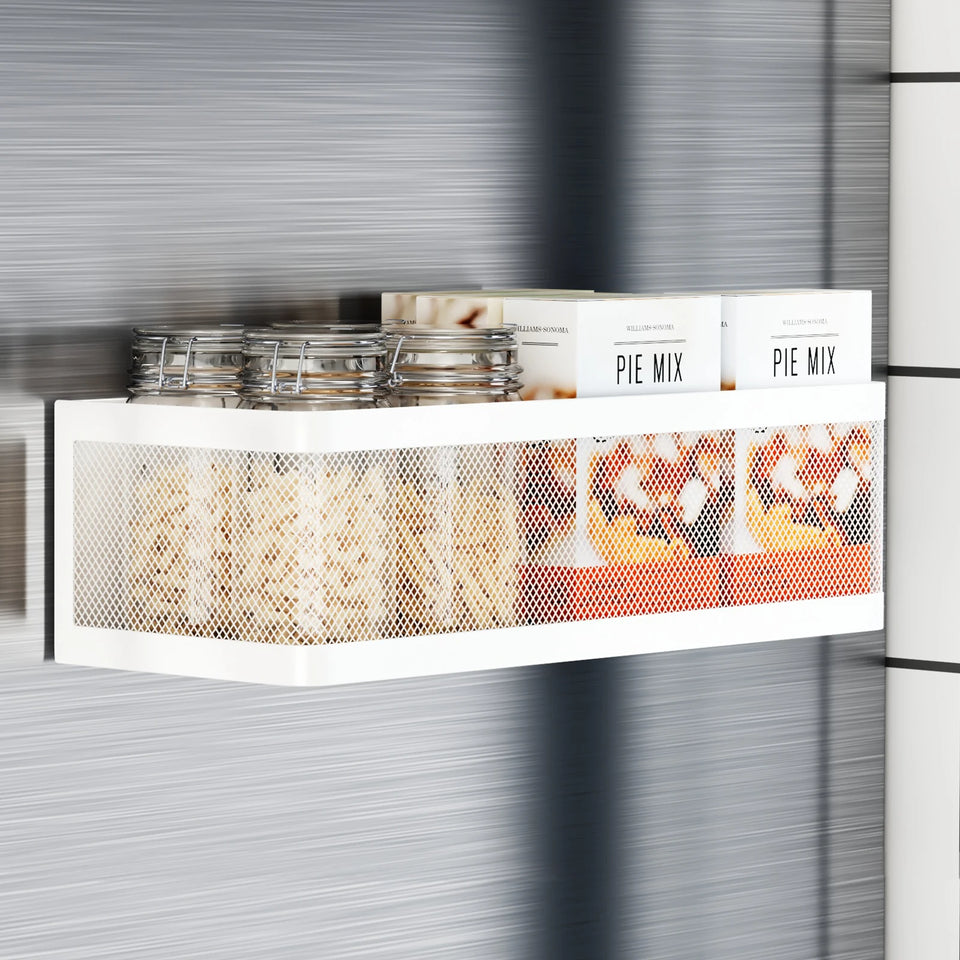Magnetic Refrigerator Storage Rack, Magnetic Spice Rack, Metal Magnetic Hanging Basket, Wall Cabinet Multifunctional Storage Box, No Drilling Required