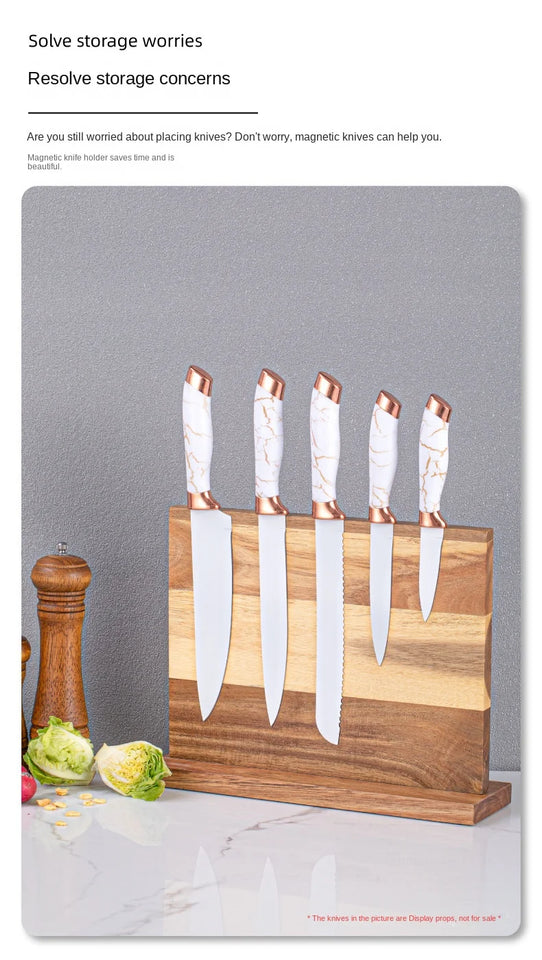 Acacia double-sided magnetic kitchen knife holder multi-functional knife storage rack magnetic knife holder