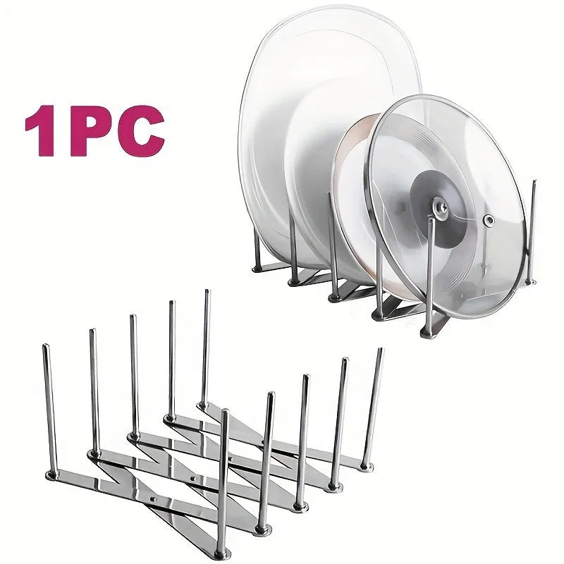 1pc Multifunctional Lid Holder Retractable Pot Lid Holder Kitchen Drain Rack Storage Rack Pot Lid Organization