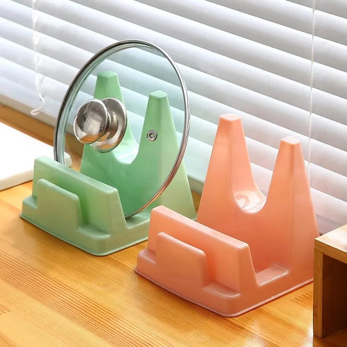 1PC Plastic Pot Lid Holder Bracket Shelf Kitchen Pot Lid Holder No Drilling Required Countertop Organizer for Pan Covers