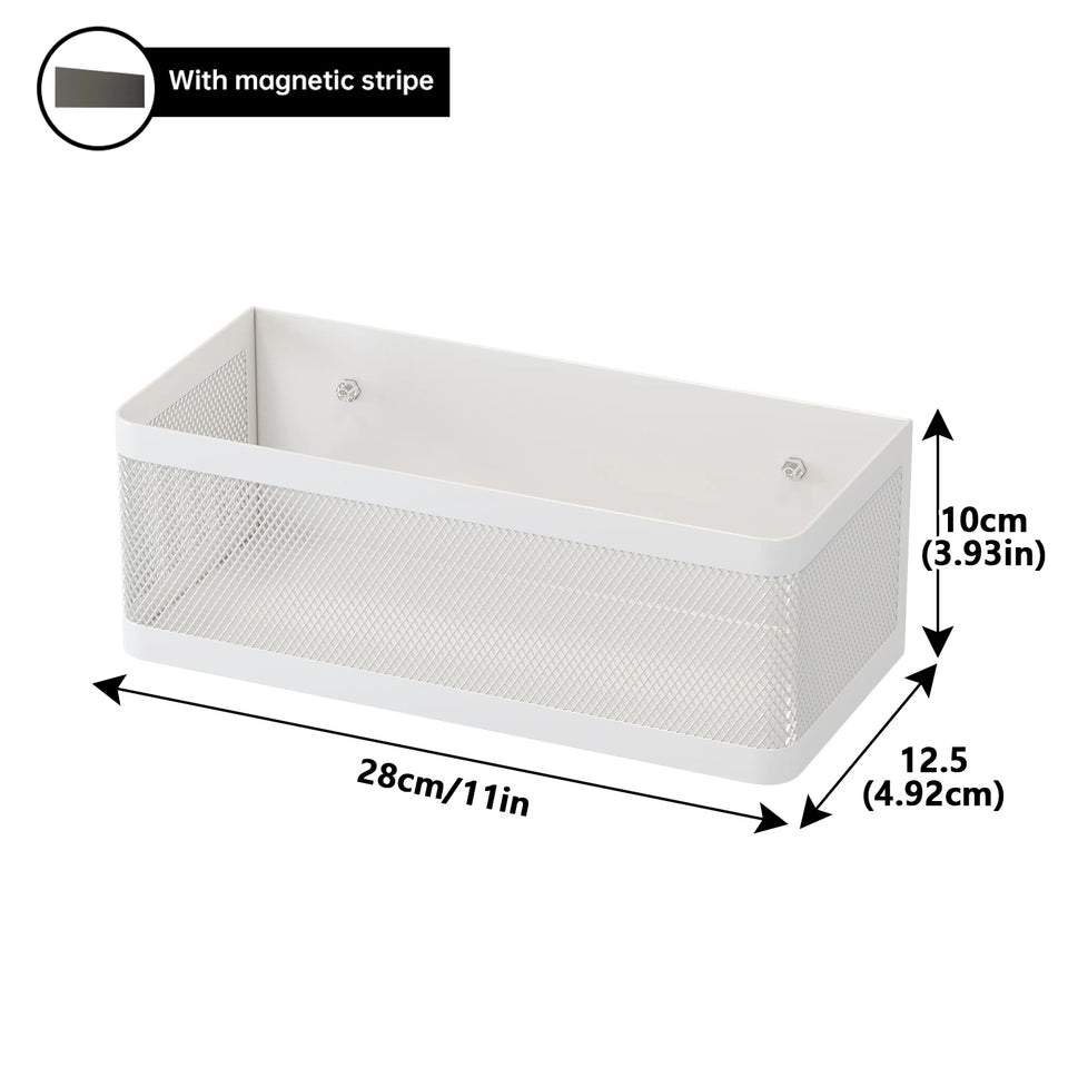 Magnetic Refrigerator Storage Rack, Magnetic Spice Rack, Metal Magnetic Hanging Basket, Wall Cabinet Multifunctional Storage Box, No Drilling Required