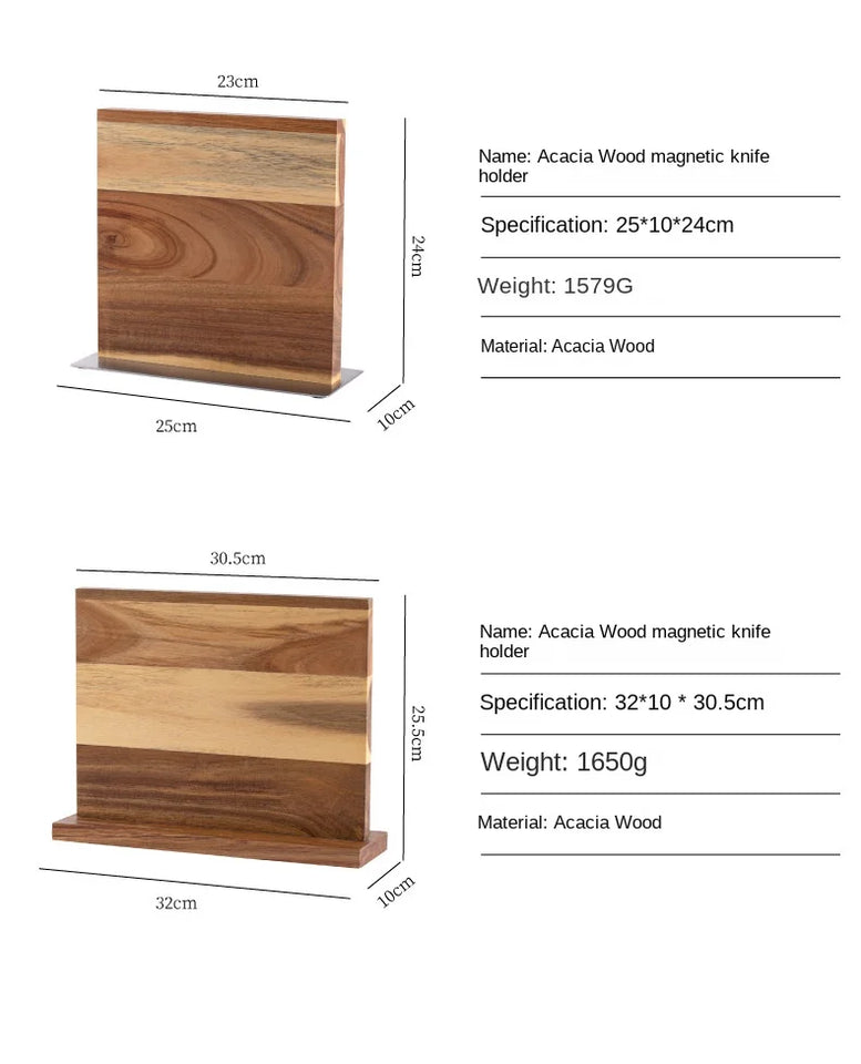 Acacia double-sided magnetic kitchen knife holder multi-functional knife storage rack magnetic knife holder