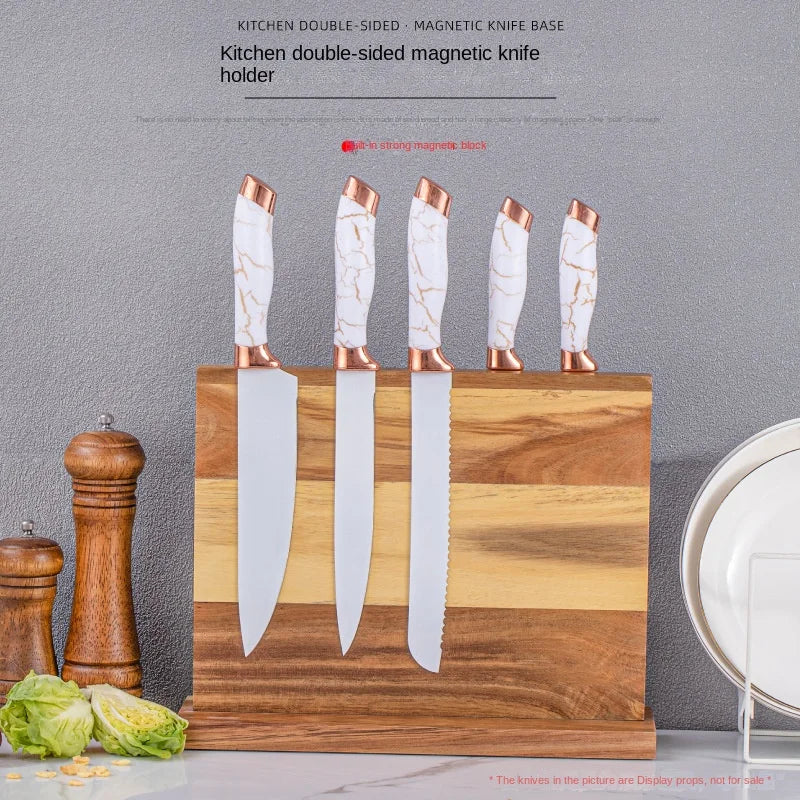Acacia double-sided magnetic kitchen knife holder multi-functional knife storage rack magnetic knife holder