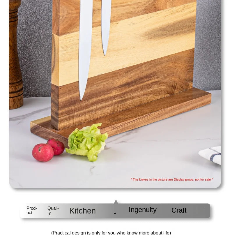 Acacia double-sided magnetic kitchen knife holder multi-functional knife storage rack magnetic knife holder