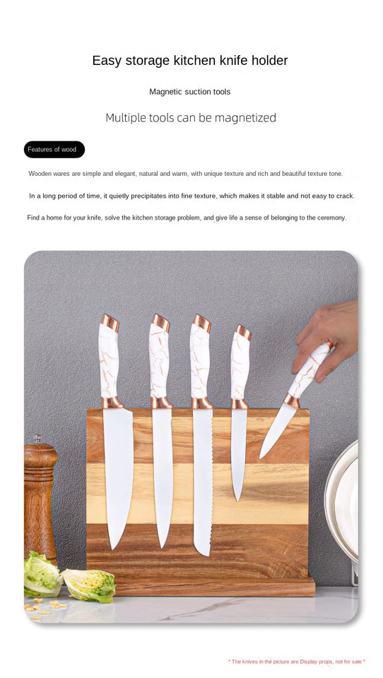 Acacia double-sided magnetic kitchen knife holder multi-functional knife storage rack magnetic knife holder
