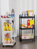 Plastic Rolling Utility Cart with Handle Storage Trolley for Office, Living Room, Kitchen, Movable Storage Organizer with Wheel