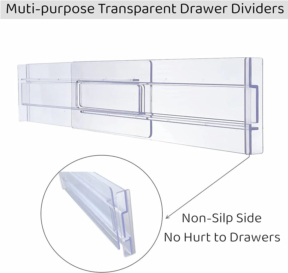 6Pcs Transparent Drawer Divider Adjustable Expandable Drawer Dividers, Suitable for Clothing, Kitchen Utensils and Office