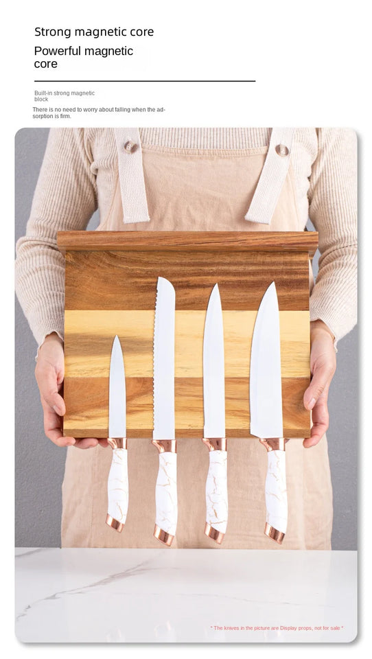 Acacia double-sided magnetic kitchen knife holder multi-functional knife storage rack magnetic knife holder
