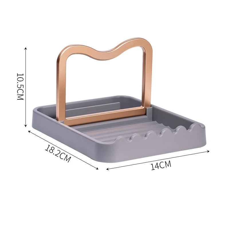 Kitchen Desktop Pot Lid Holder Foldable Multifunctional Pot Cover Rack Spatula Storage Rack Pot Lid Rest Kitchen Organizer