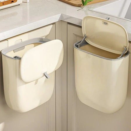 Hanging Trash Can for Kitchen, Household Food Waste Hanging Type, Bathroom Wall-mounted, Large Capacity with Lid