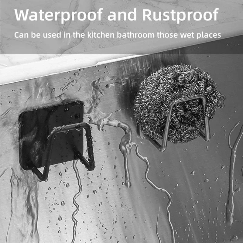 Kitchen Stainless Steel Sink Shelf Sponges Holders Adhesive Drain Drying Rack Wall Hooks Accessories Storage Organizer