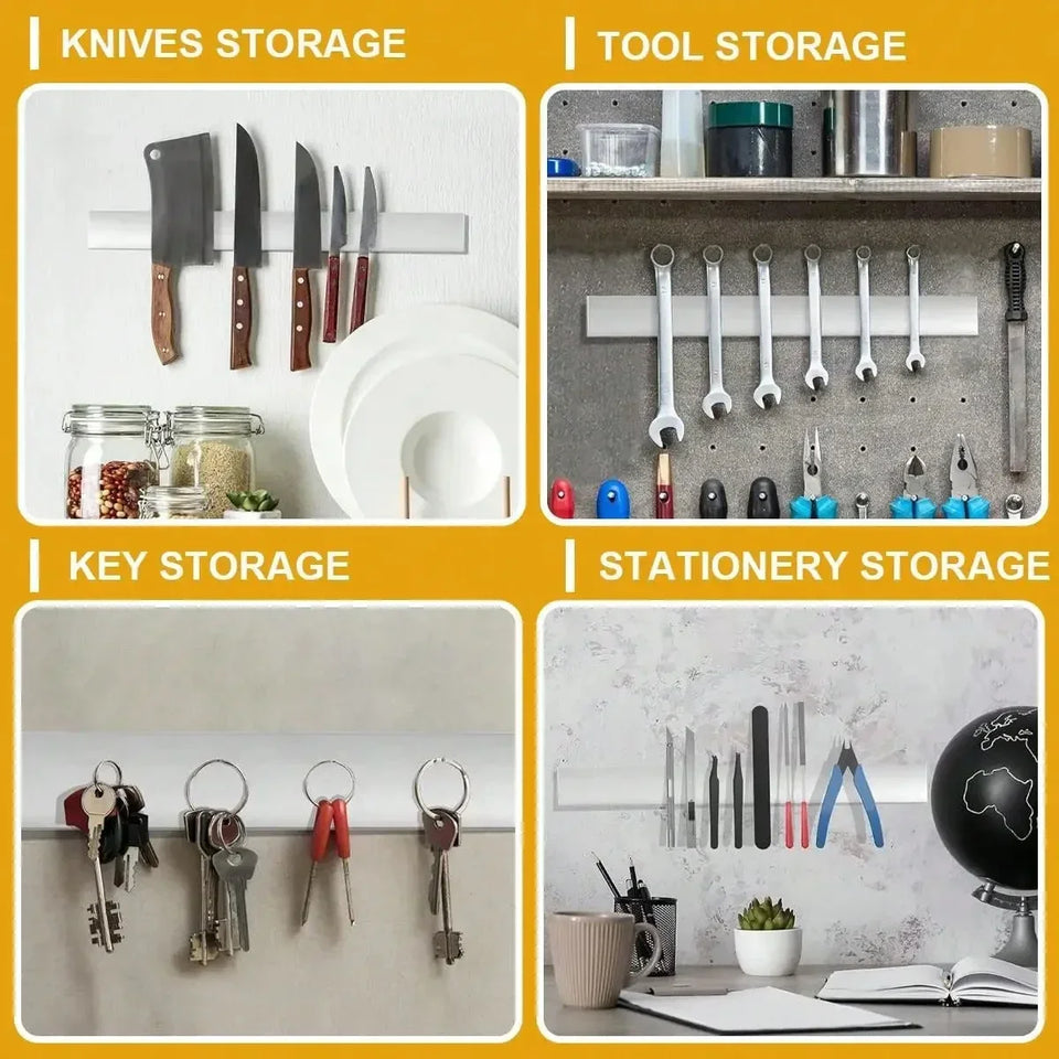 Multipurpose Magnetic Knife Holder - Stainless Steel Wall Rack Strip Kitchen Utensil Organizer