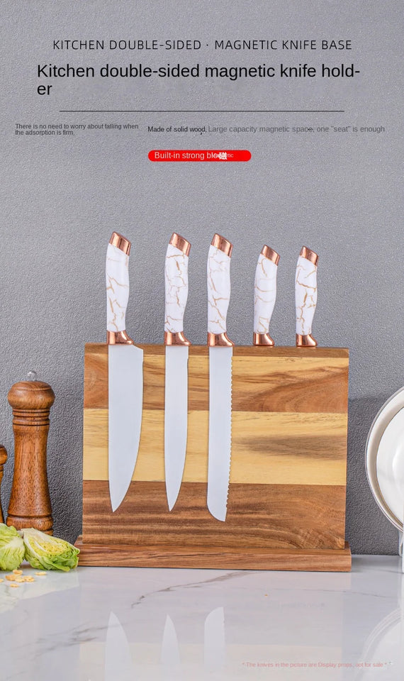 Acacia double-sided magnetic kitchen knife holder multi-functional knife storage rack magnetic knife holder