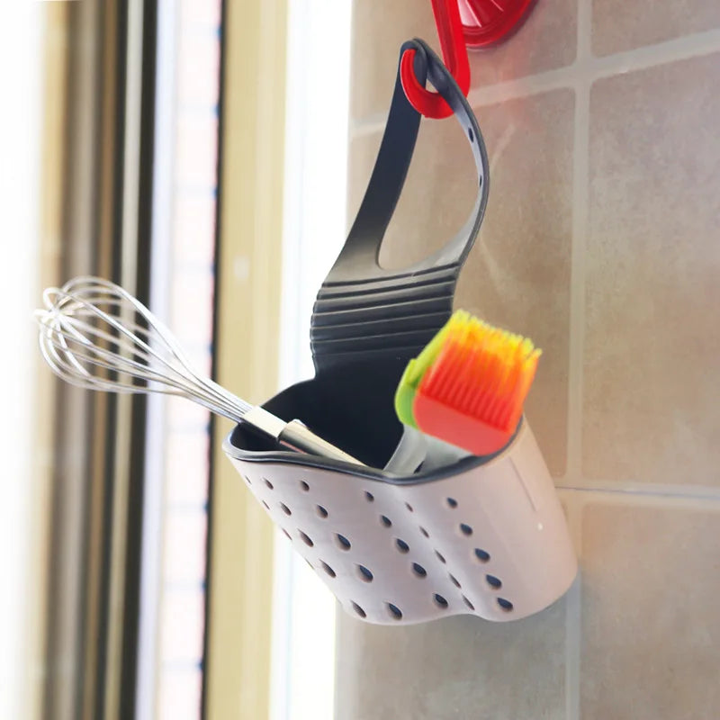 1PC Kitchen Organizer Adjustable Snap Sink Sponge Holder Kitchen Hanging Drain Basket Kitchen Gadgets