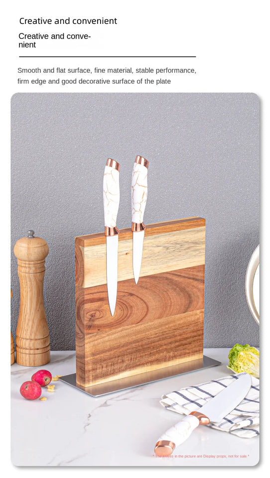Acacia double-sided magnetic kitchen knife holder multi-functional knife storage rack magnetic knife holder
