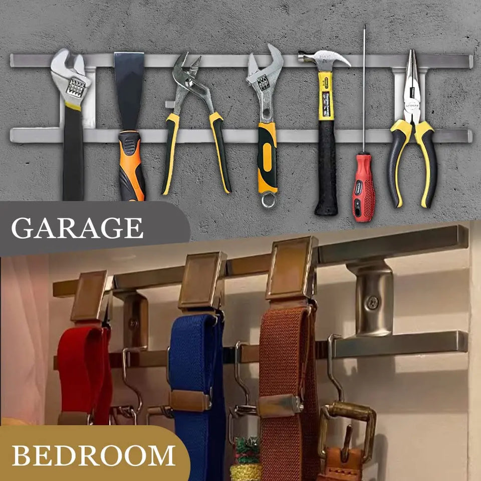 Magnetic Knife Holder for Wall Mount, Strips with Hooks, Stainless Steel, Kitchen Utensil